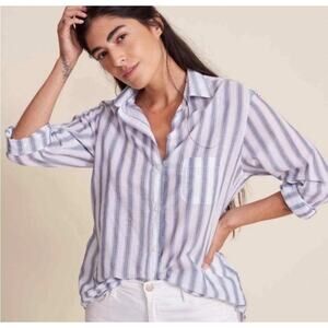 Grayson Frank & Eileen The Hero Size 1 XS Stripe Blue White Button Up Cotton F1